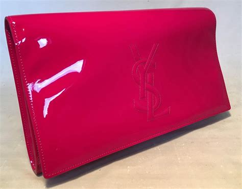 pink ysl patent leather clutch|saint laurent monogram leather clutch.